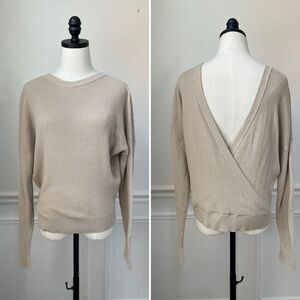 Splendid Beige Light Tan Thermal Open Back Dolman Cut Top M